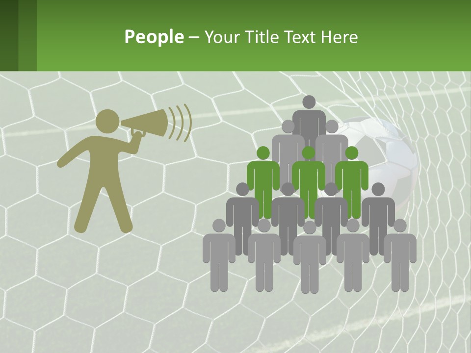 A Soccer Ball Is In The Net Of A Soccer Field PowerPoint Template