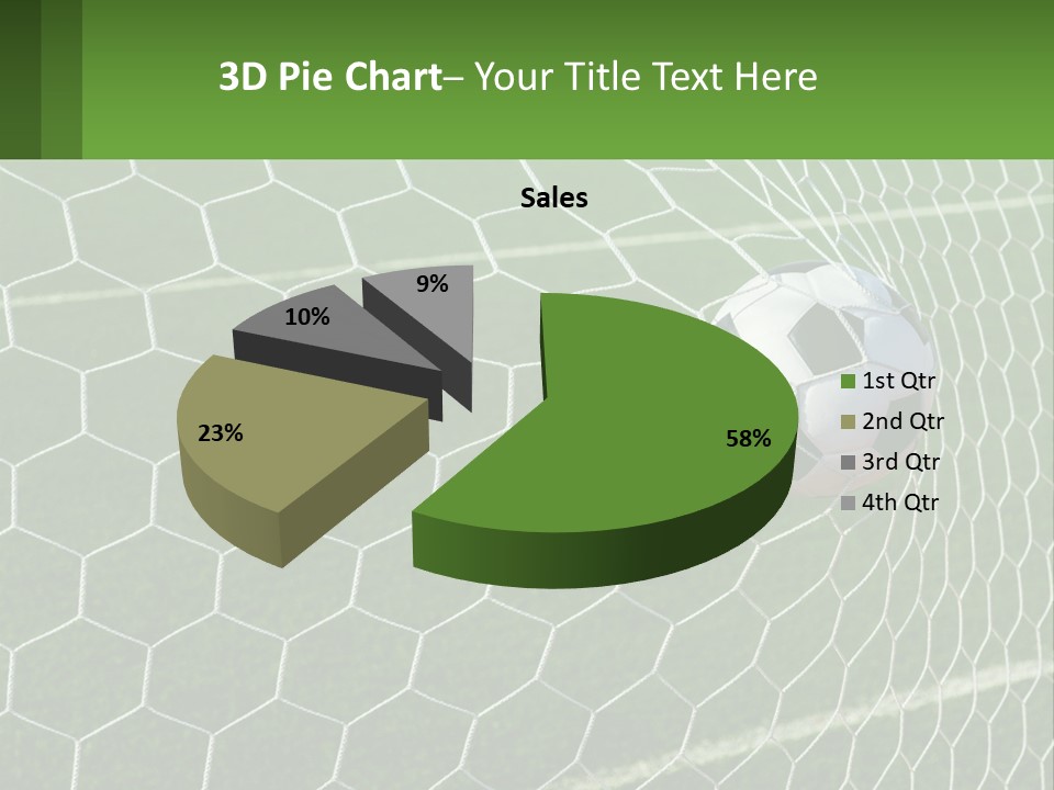 A Soccer Ball Is In The Net Of A Soccer Field PowerPoint Template