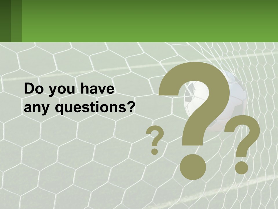 A Soccer Ball Is In The Net Of A Soccer Field PowerPoint Template