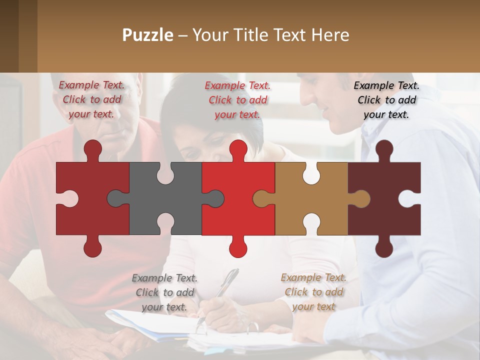 A Man And A Woman Looking At A Piece Of Paper PowerPoint Template