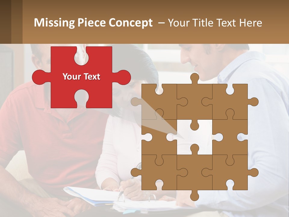 A Man And A Woman Looking At A Piece Of Paper PowerPoint Template