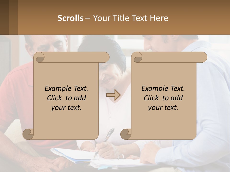A Man And A Woman Looking At A Piece Of Paper PowerPoint Template