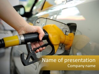 A Person Pumping Gas Into A Car At A Gas Station PowerPoint Template