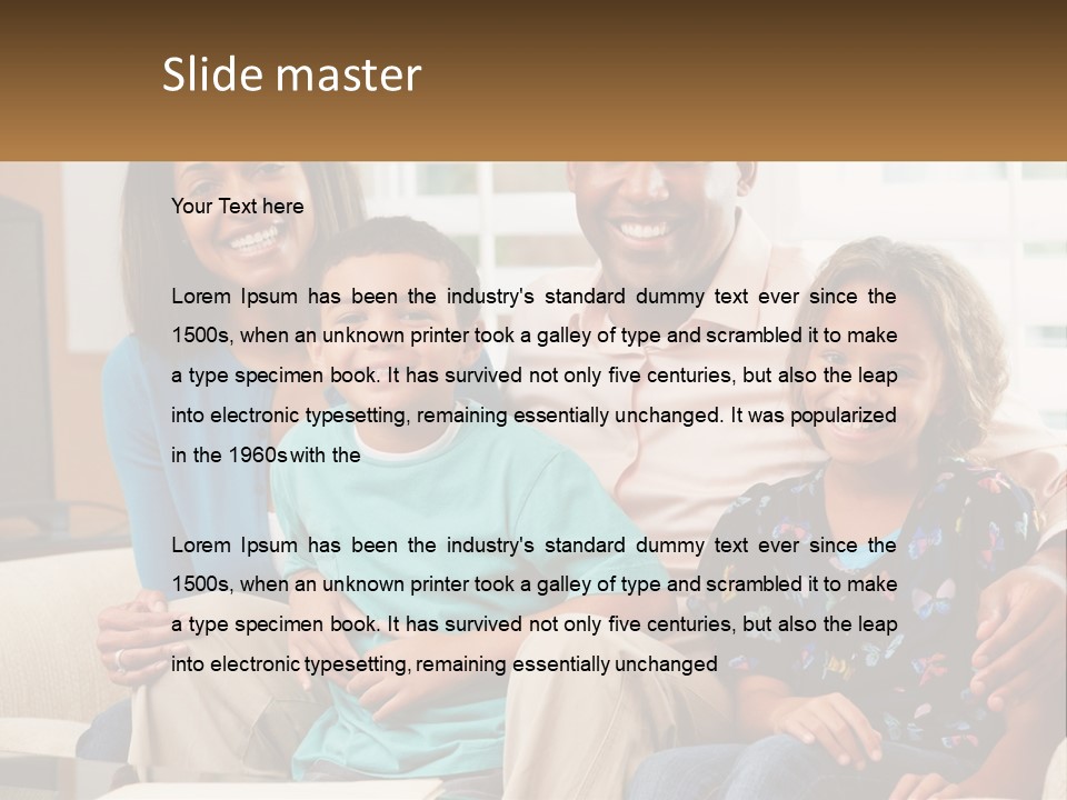 A Family Sitting On A Couch In A Living Room PowerPoint Template