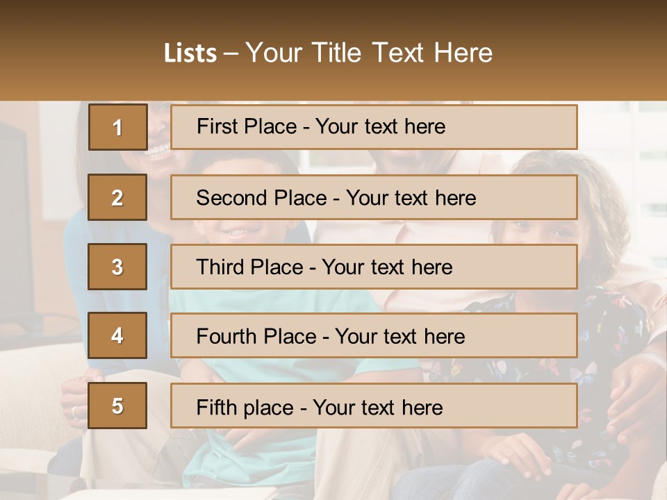 A Family Sitting On A Couch In A Living Room PowerPoint Template