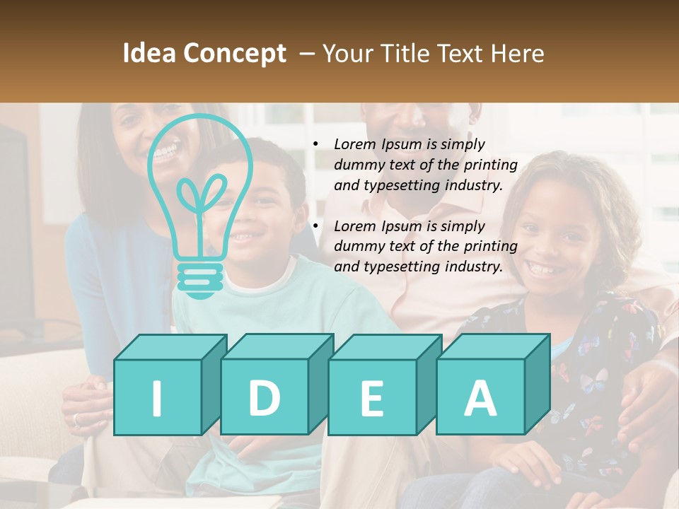 A Family Sitting On A Couch In A Living Room PowerPoint Template