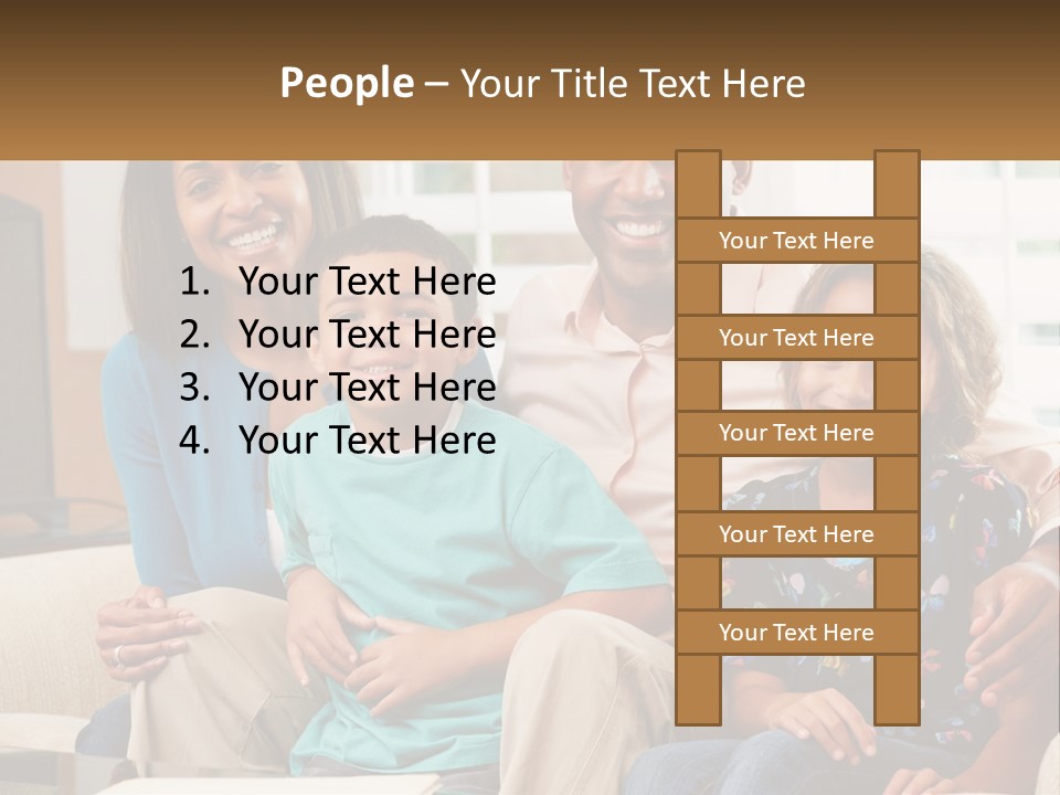 A Family Sitting On A Couch In A Living Room PowerPoint Template