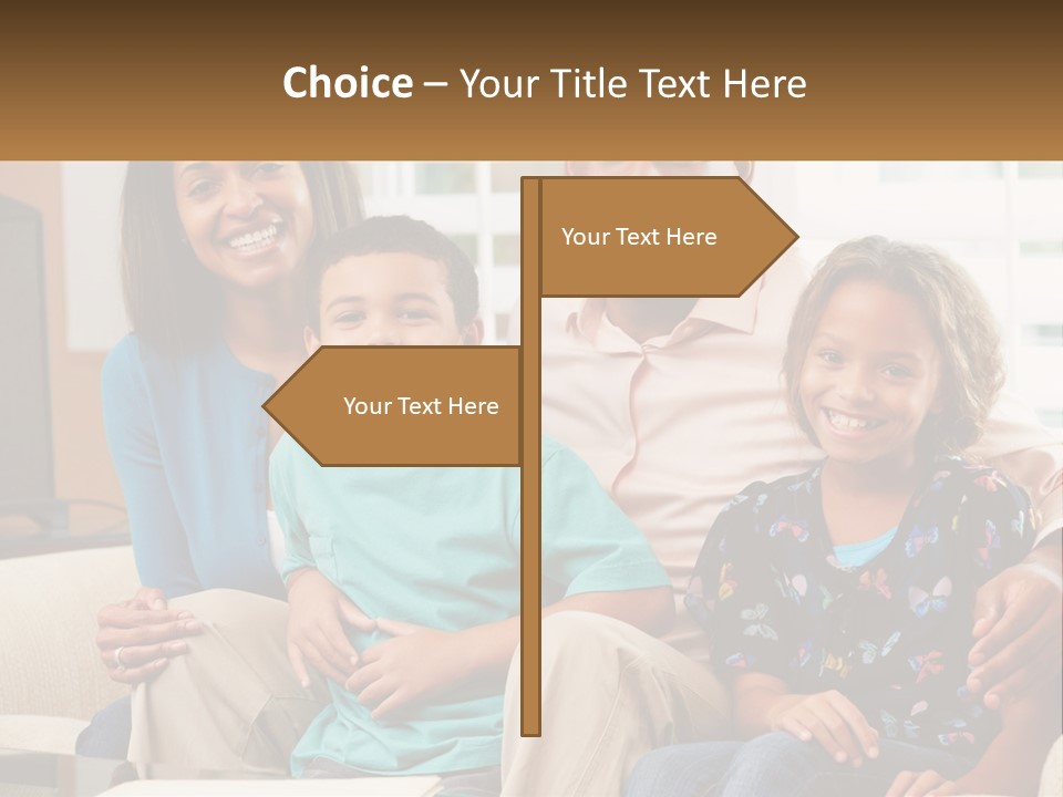 A Family Sitting On A Couch In A Living Room PowerPoint Template