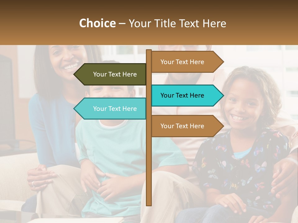 A Family Sitting On A Couch In A Living Room PowerPoint Template
