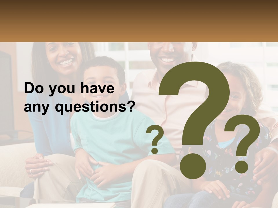 A Family Sitting On A Couch In A Living Room PowerPoint Template