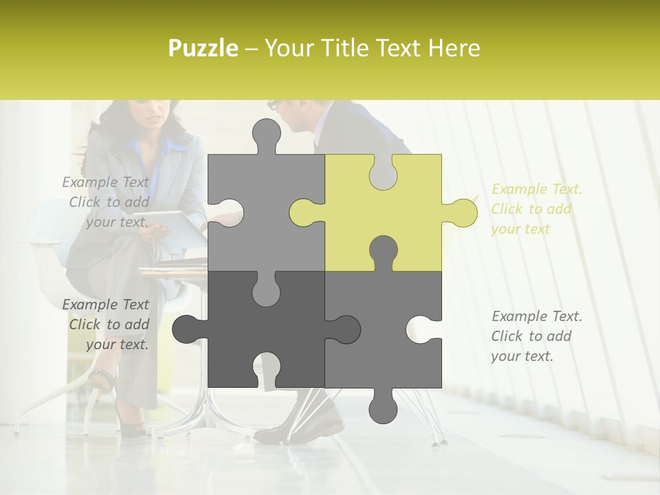 A Man And Woman Sitting At A Table With A Laptop PowerPoint Template