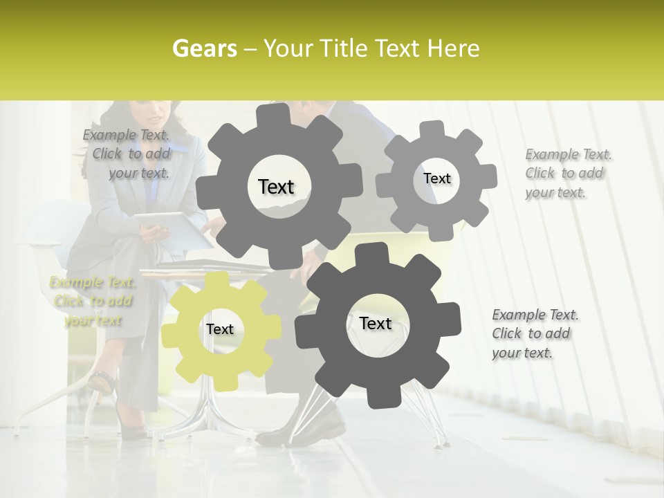 A Man And Woman Sitting At A Table With A Laptop PowerPoint Template