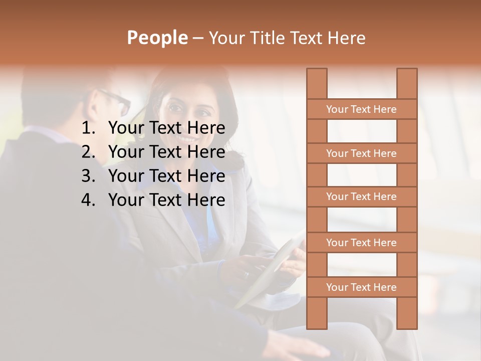A Man And A Woman Sitting On A Bench Talking To Each Other PowerPoint Template