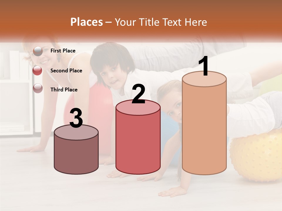 A Group Of Children Are Doing Exercises On Exercise Balls PowerPoint Template