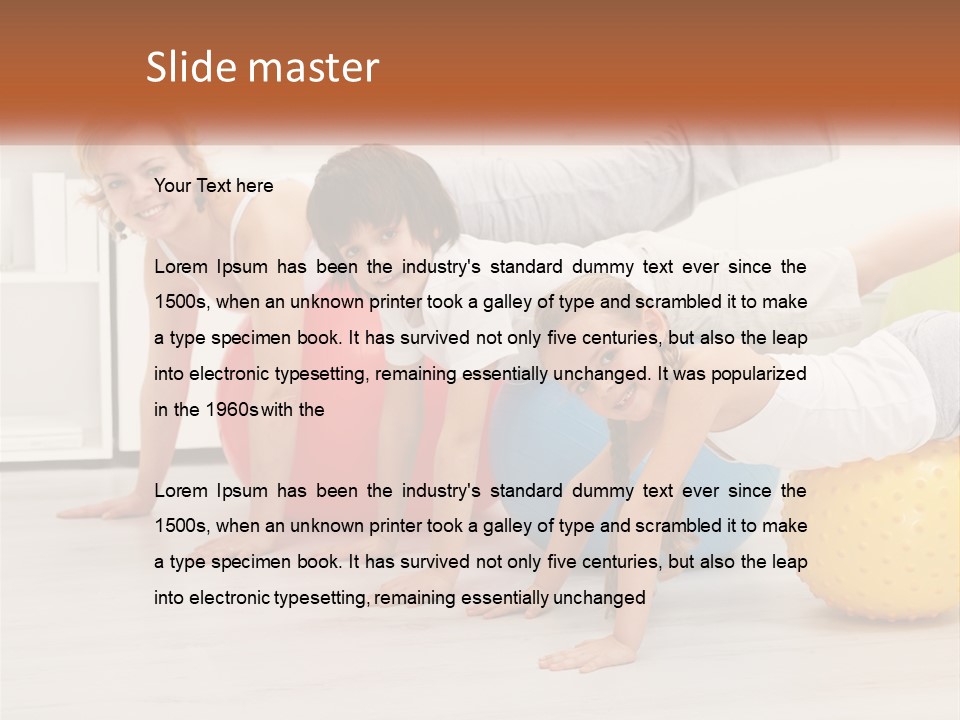 A Group Of Children Are Doing Exercises On Exercise Balls PowerPoint Template