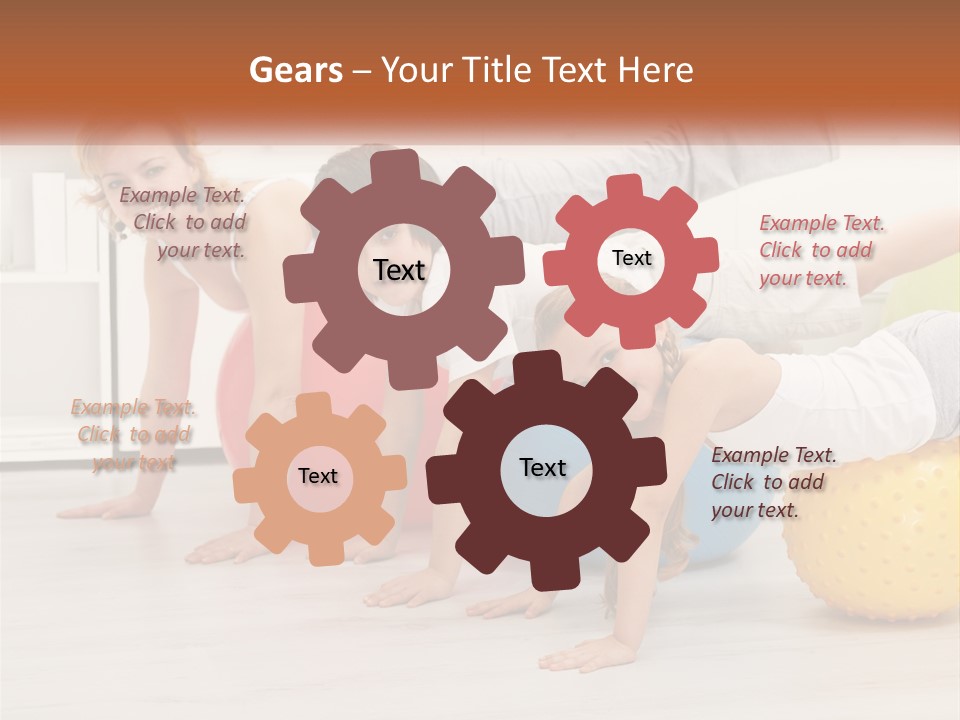 A Group Of Children Are Doing Exercises On Exercise Balls PowerPoint Template