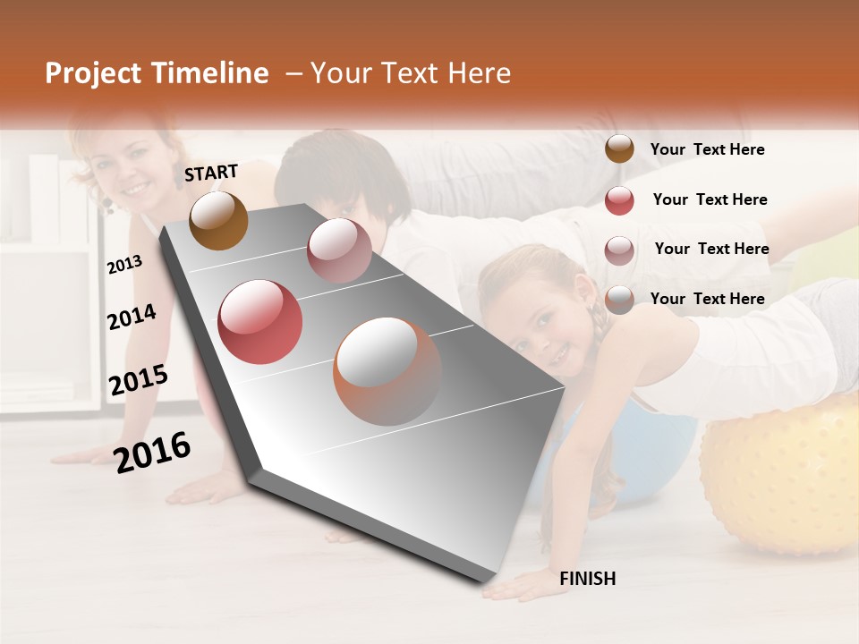 A Group Of Children Are Doing Exercises On Exercise Balls PowerPoint Template