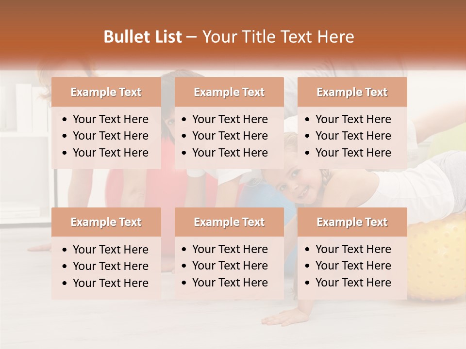 A Group Of Children Are Doing Exercises On Exercise Balls PowerPoint Template