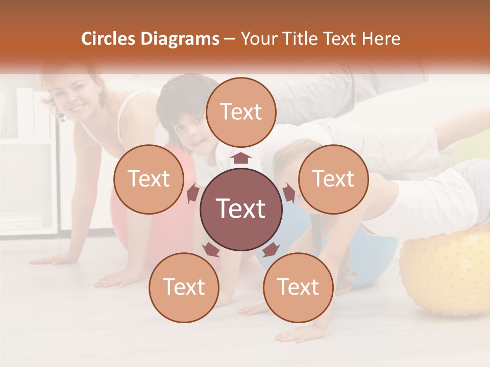 A Group Of Children Are Doing Exercises On Exercise Balls PowerPoint Template