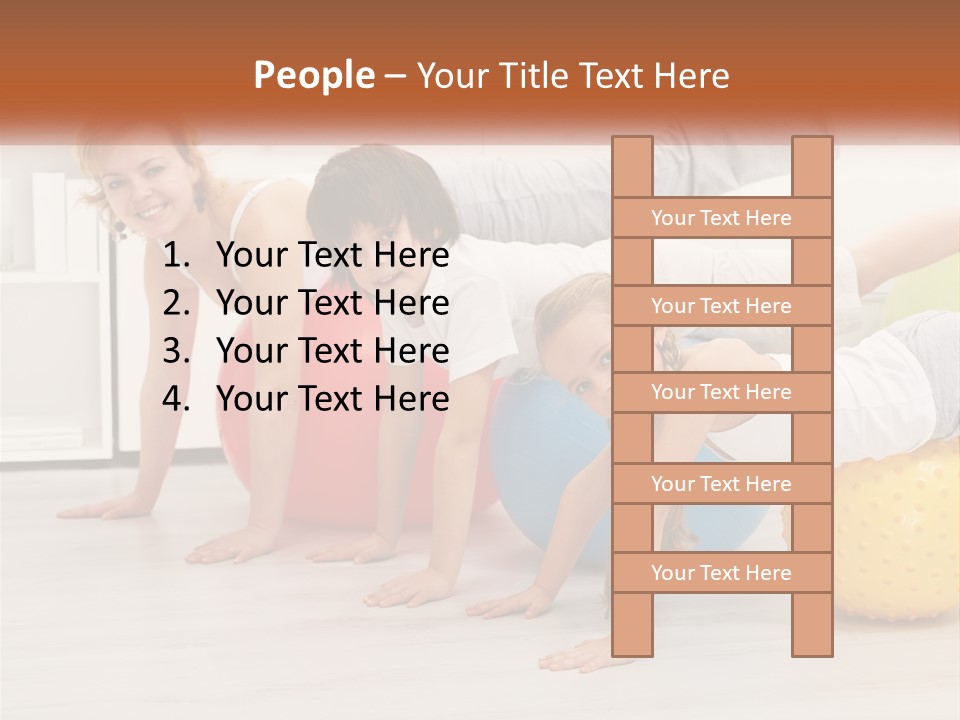 A Group Of Children Are Doing Exercises On Exercise Balls PowerPoint Template