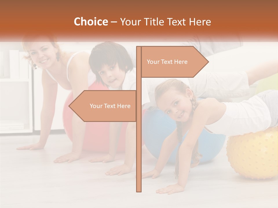 A Group Of Children Are Doing Exercises On Exercise Balls PowerPoint Template