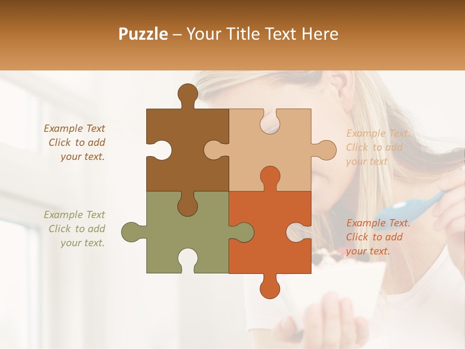 A Woman Eating A Bowl Of Food With A Spoon PowerPoint Template