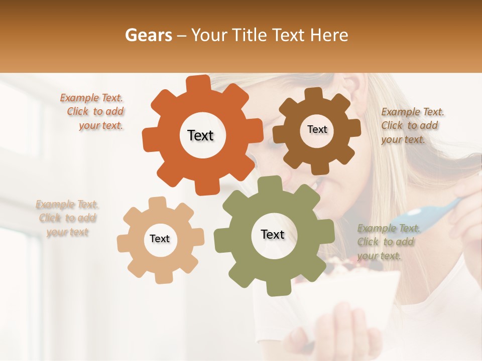 A Woman Eating A Bowl Of Food With A Spoon PowerPoint Template