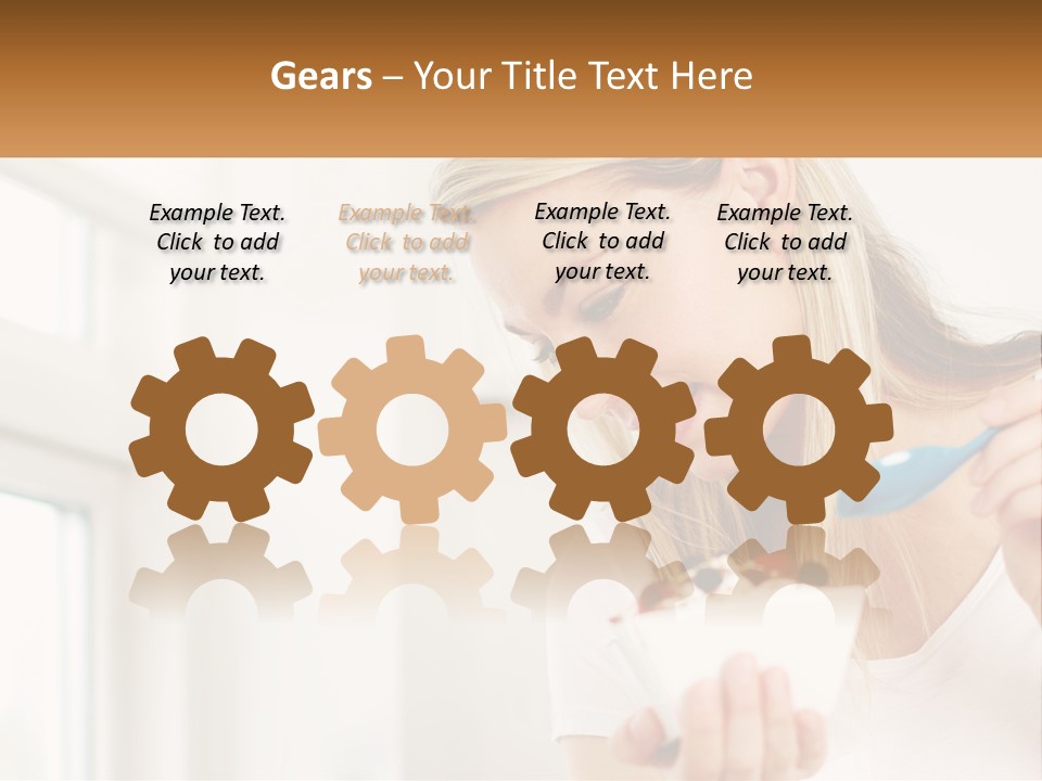 A Woman Eating A Bowl Of Food With A Spoon PowerPoint Template