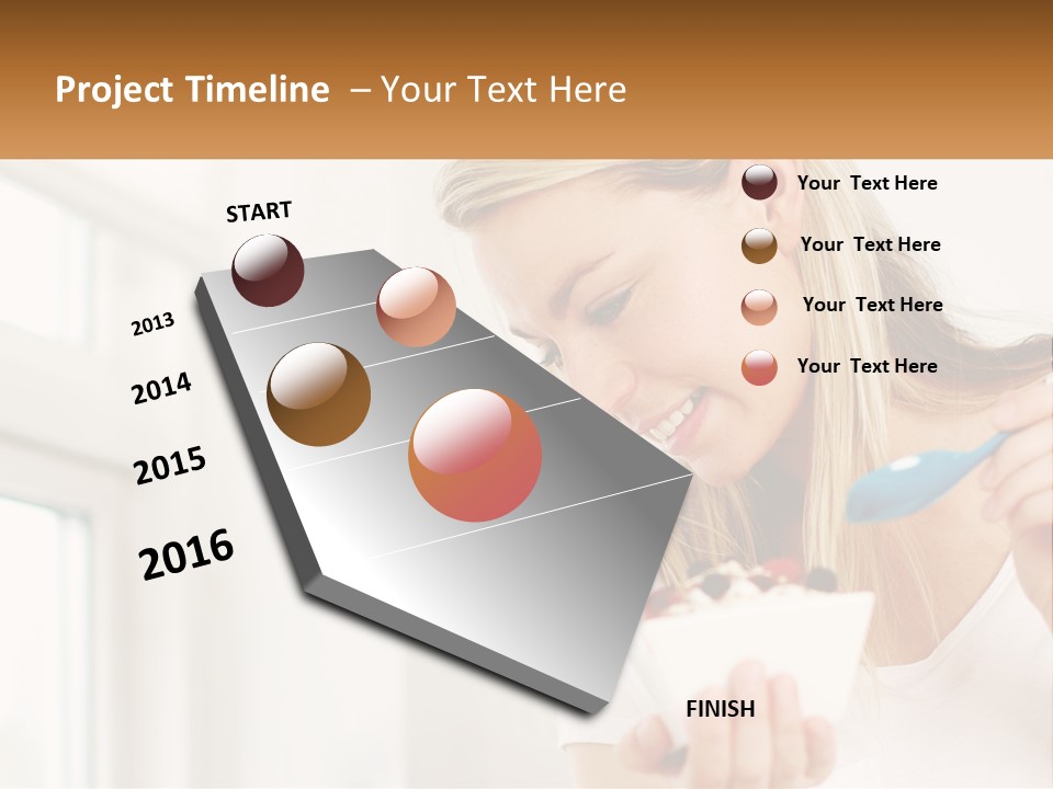 A Woman Eating A Bowl Of Food With A Spoon PowerPoint Template