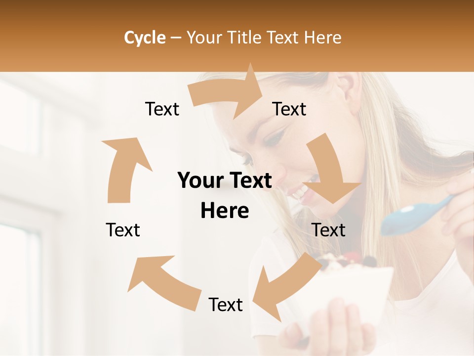 A Woman Eating A Bowl Of Food With A Spoon PowerPoint Template