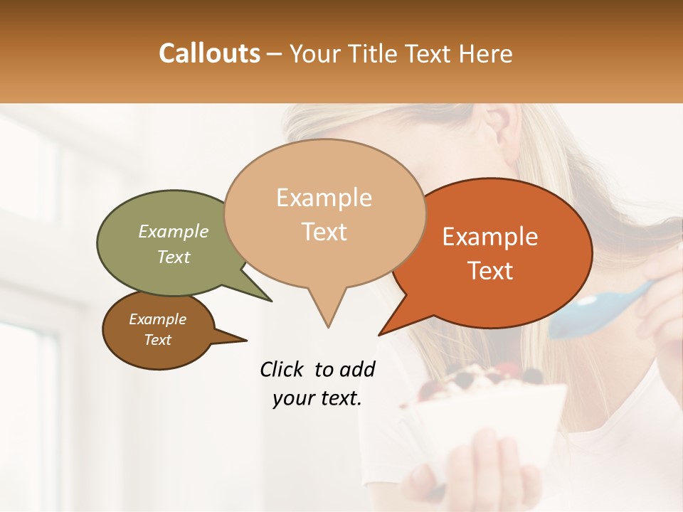 A Woman Eating A Bowl Of Food With A Spoon PowerPoint Template
