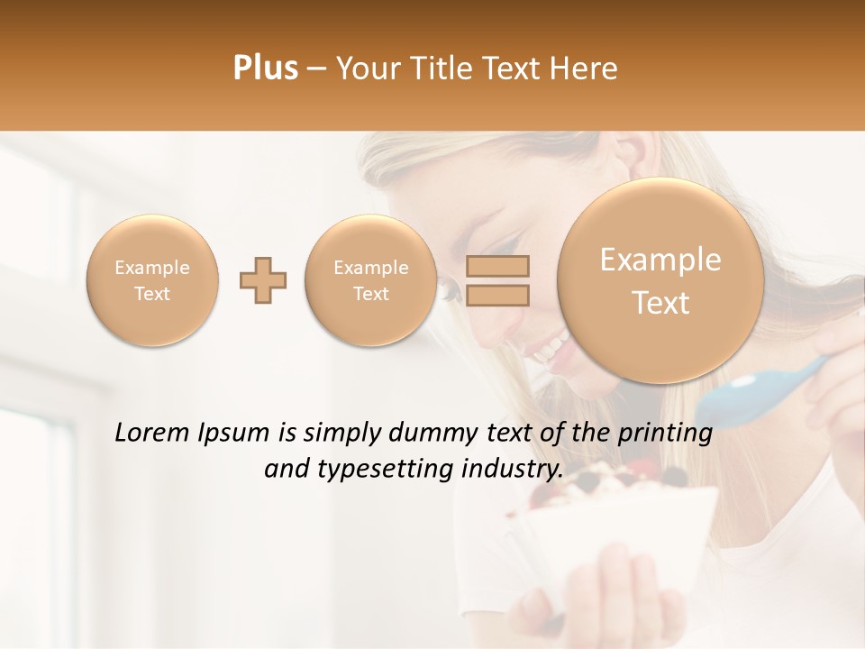 A Woman Eating A Bowl Of Food With A Spoon PowerPoint Template