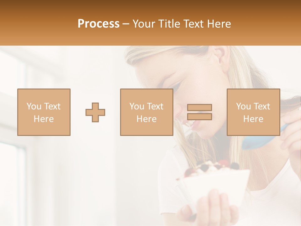 A Woman Eating A Bowl Of Food With A Spoon PowerPoint Template