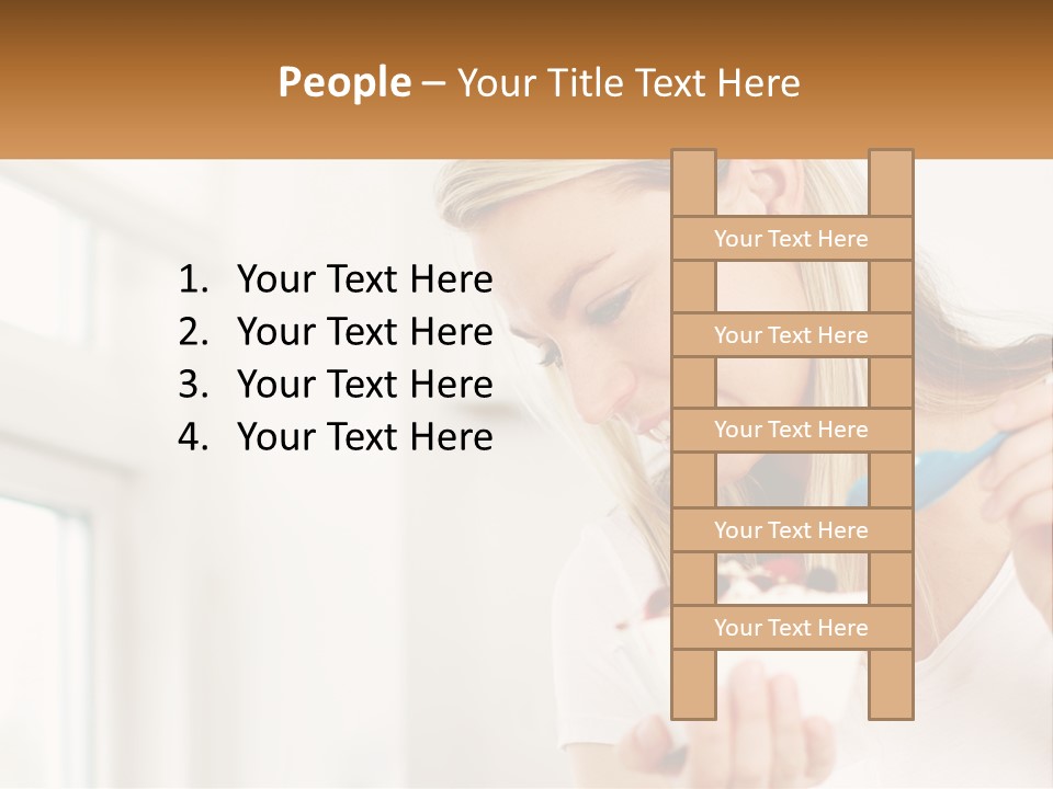 A Woman Eating A Bowl Of Food With A Spoon PowerPoint Template