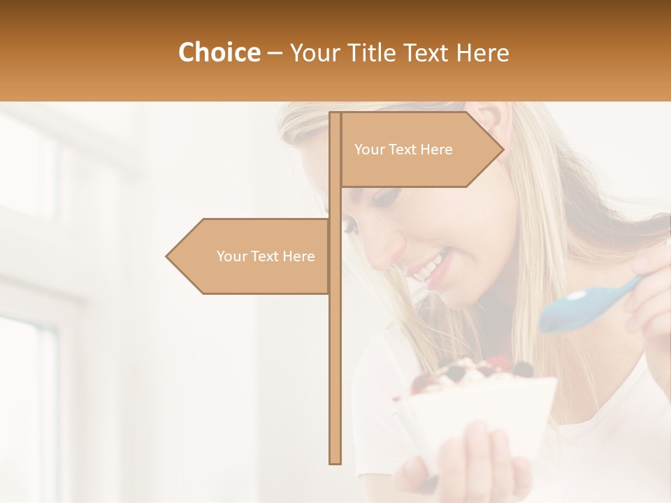 A Woman Eating A Bowl Of Food With A Spoon PowerPoint Template