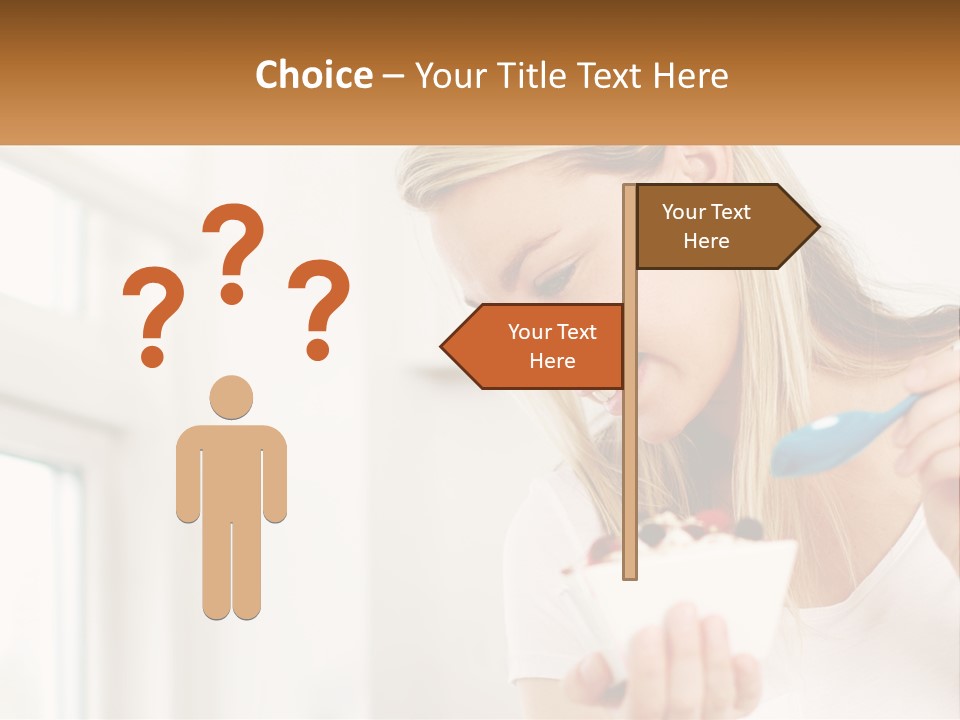 A Woman Eating A Bowl Of Food With A Spoon PowerPoint Template