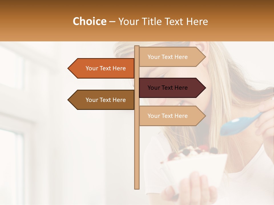 A Woman Eating A Bowl Of Food With A Spoon PowerPoint Template