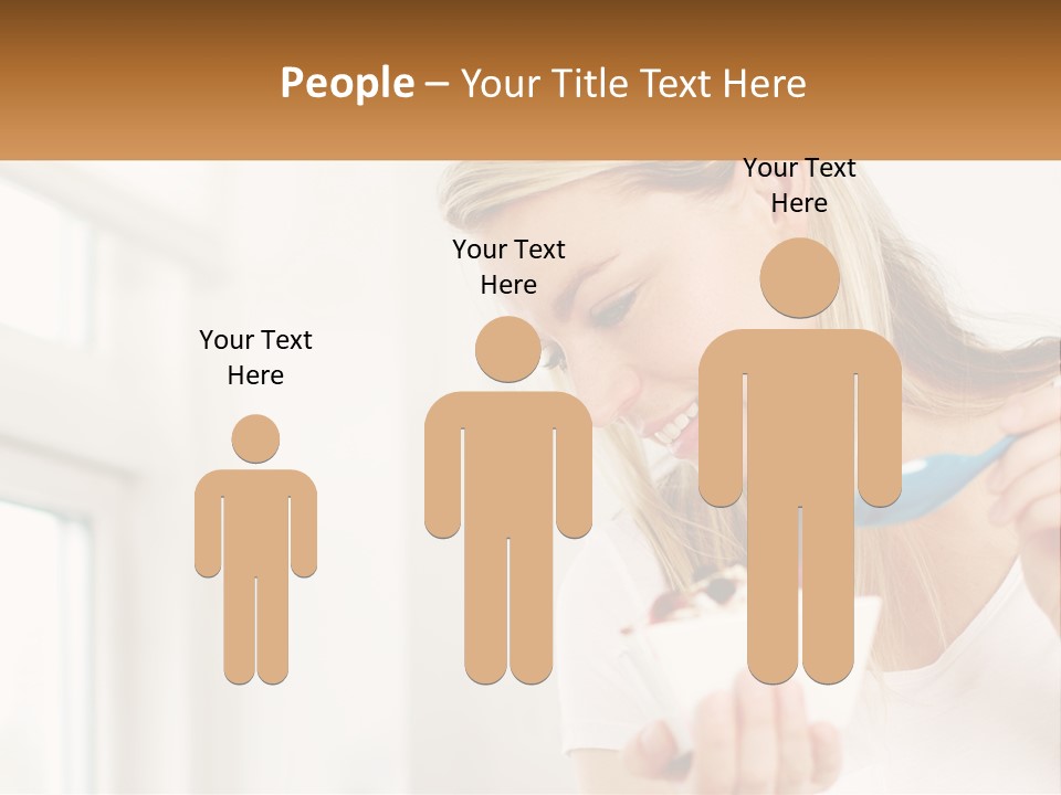 A Woman Eating A Bowl Of Food With A Spoon PowerPoint Template