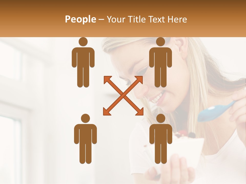 A Woman Eating A Bowl Of Food With A Spoon PowerPoint Template