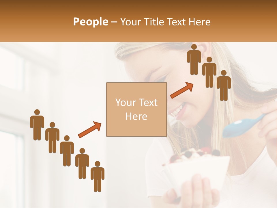 A Woman Eating A Bowl Of Food With A Spoon PowerPoint Template