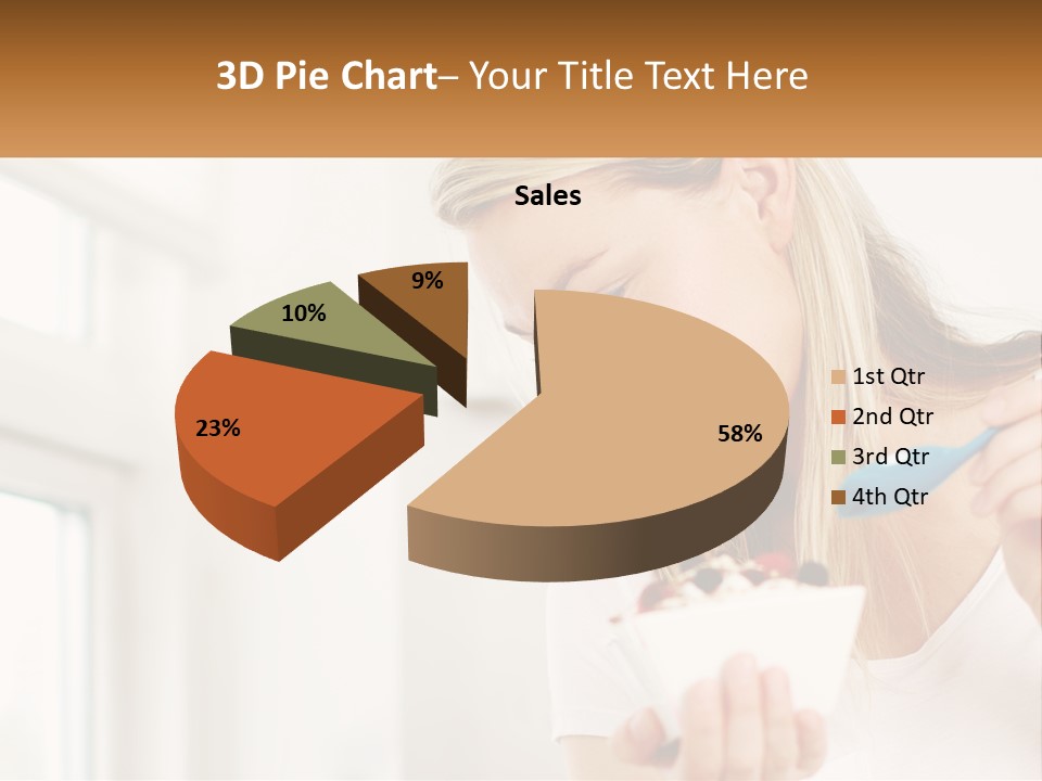 A Woman Eating A Bowl Of Food With A Spoon PowerPoint Template