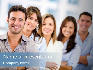 A Group Of People Standing Together In A Row PowerPoint Template