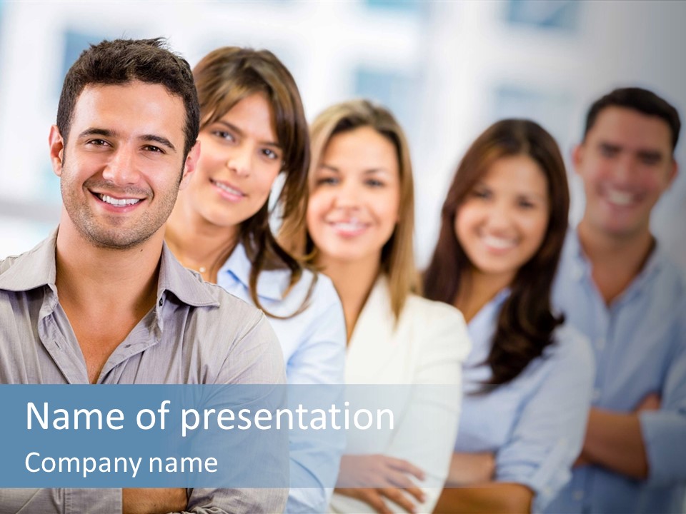 A Group Of People Standing Together In A Row PowerPoint Template