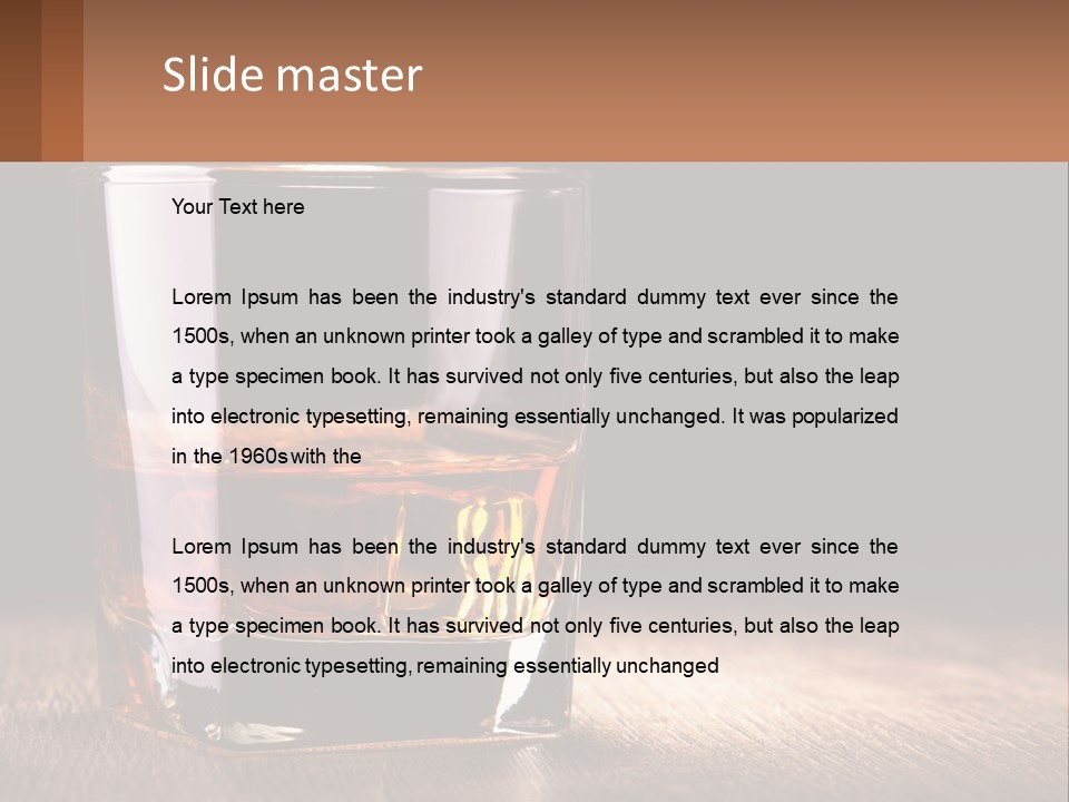 A Glass Of Whiskey On A Wooden Table PowerPoint Template