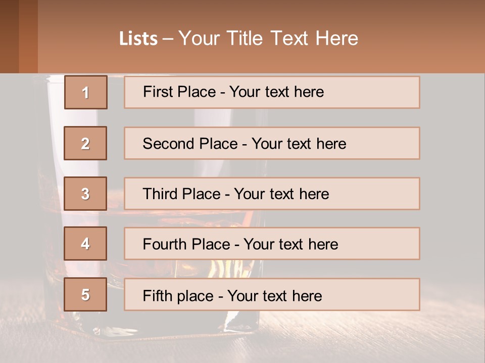 A Glass Of Whiskey On A Wooden Table PowerPoint Template