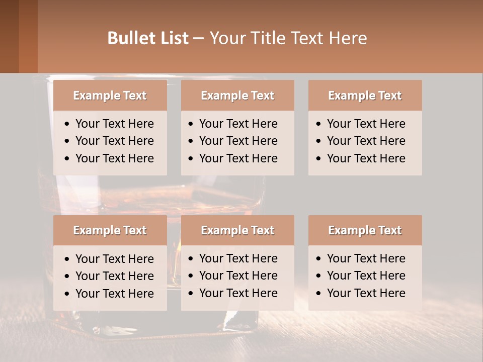 A Glass Of Whiskey On A Wooden Table PowerPoint Template