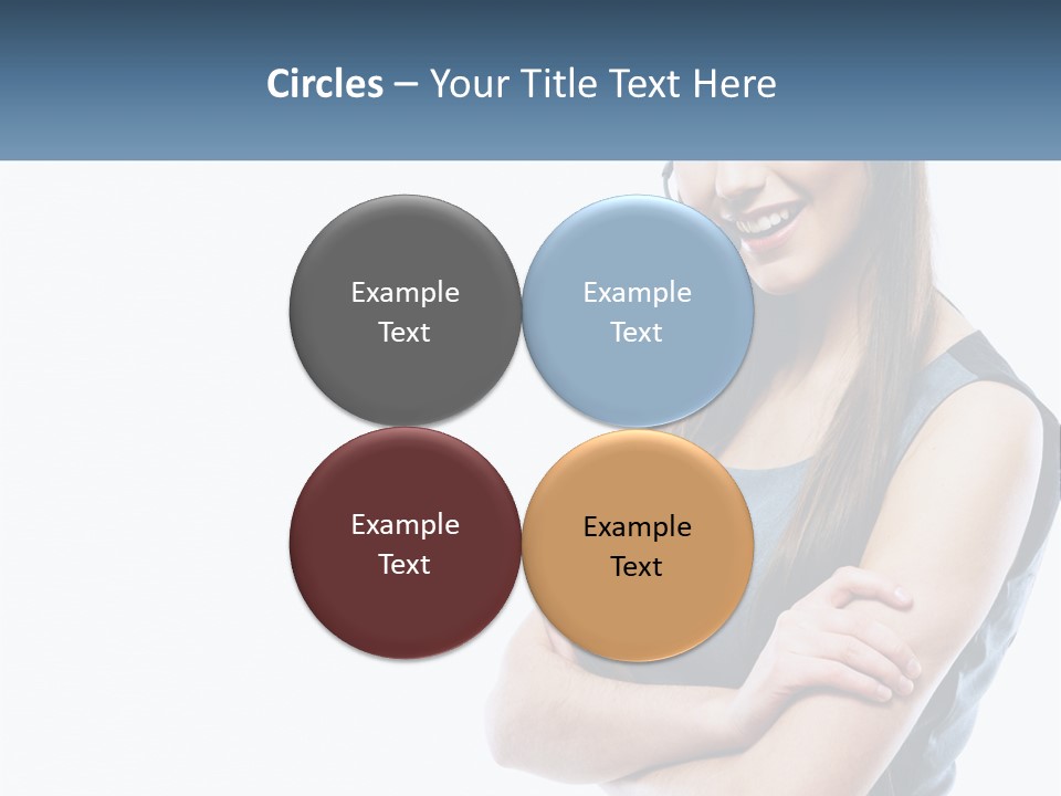 A Woman With A Headset Is Smiling PowerPoint Template
