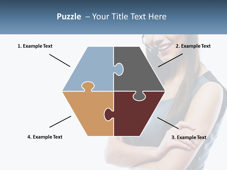A Woman With A Headset Is Smiling PowerPoint Template