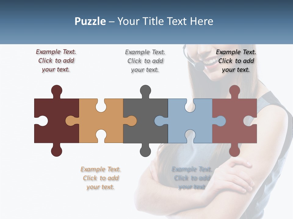 A Woman With A Headset Is Smiling PowerPoint Template