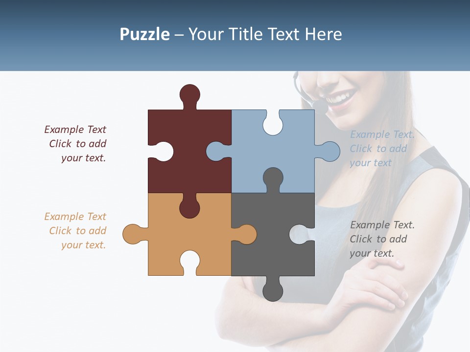 A Woman With A Headset Is Smiling PowerPoint Template